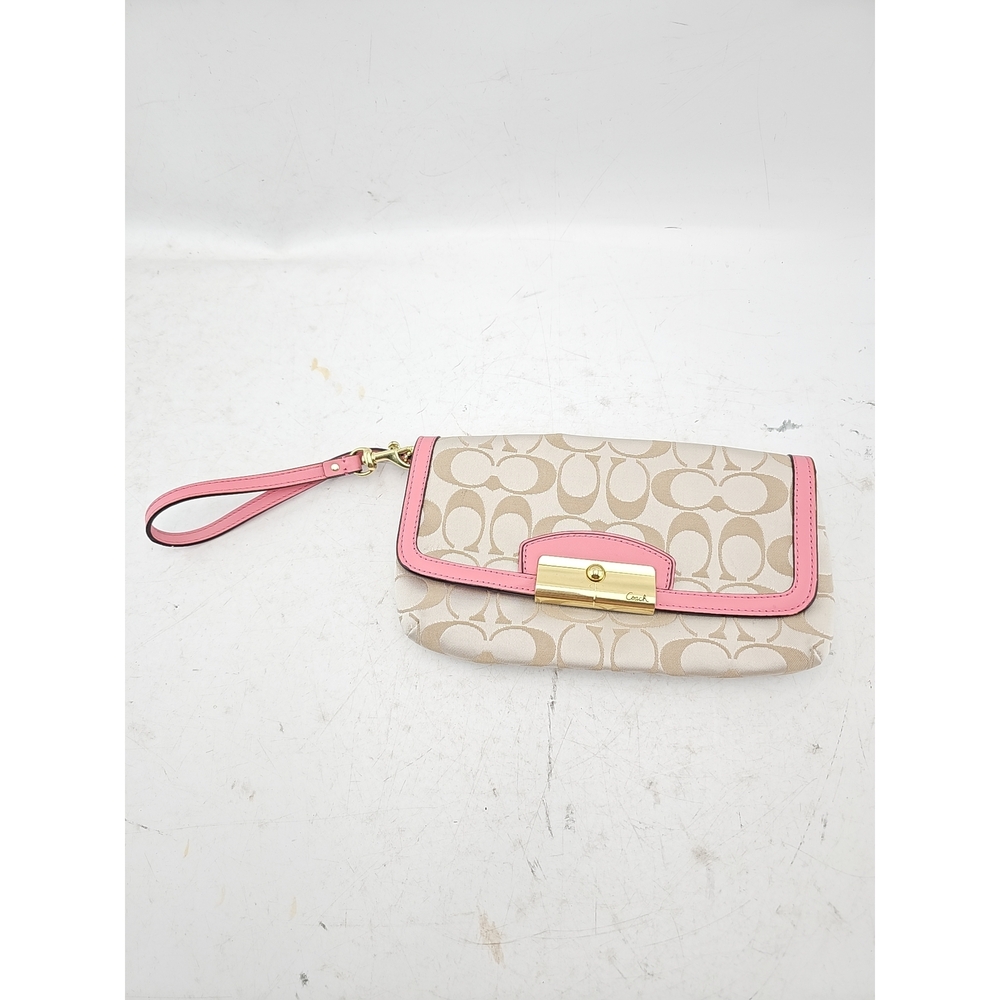 Coach Signature Monogram Pink Wristlet